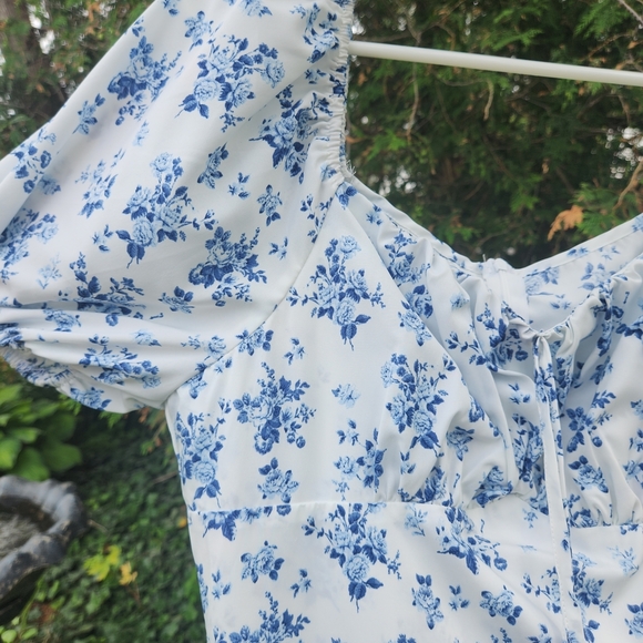 Floral Blue and White Maxi Dress - Picture 3 of 3